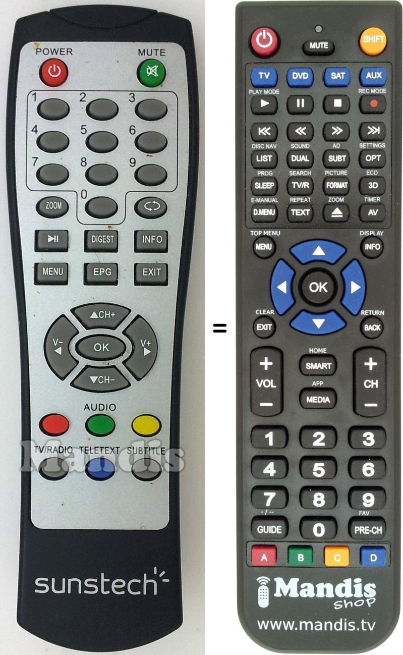Mando a distancia equivalente Sunstech DTB-P460
