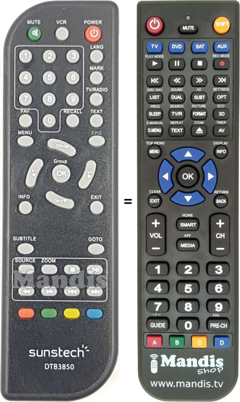Mando a distancia equivalente DTB3850-2