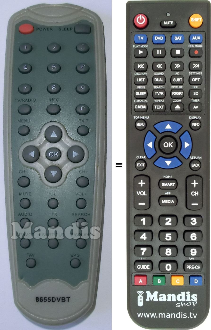 Replacement remote control 8655DVBT