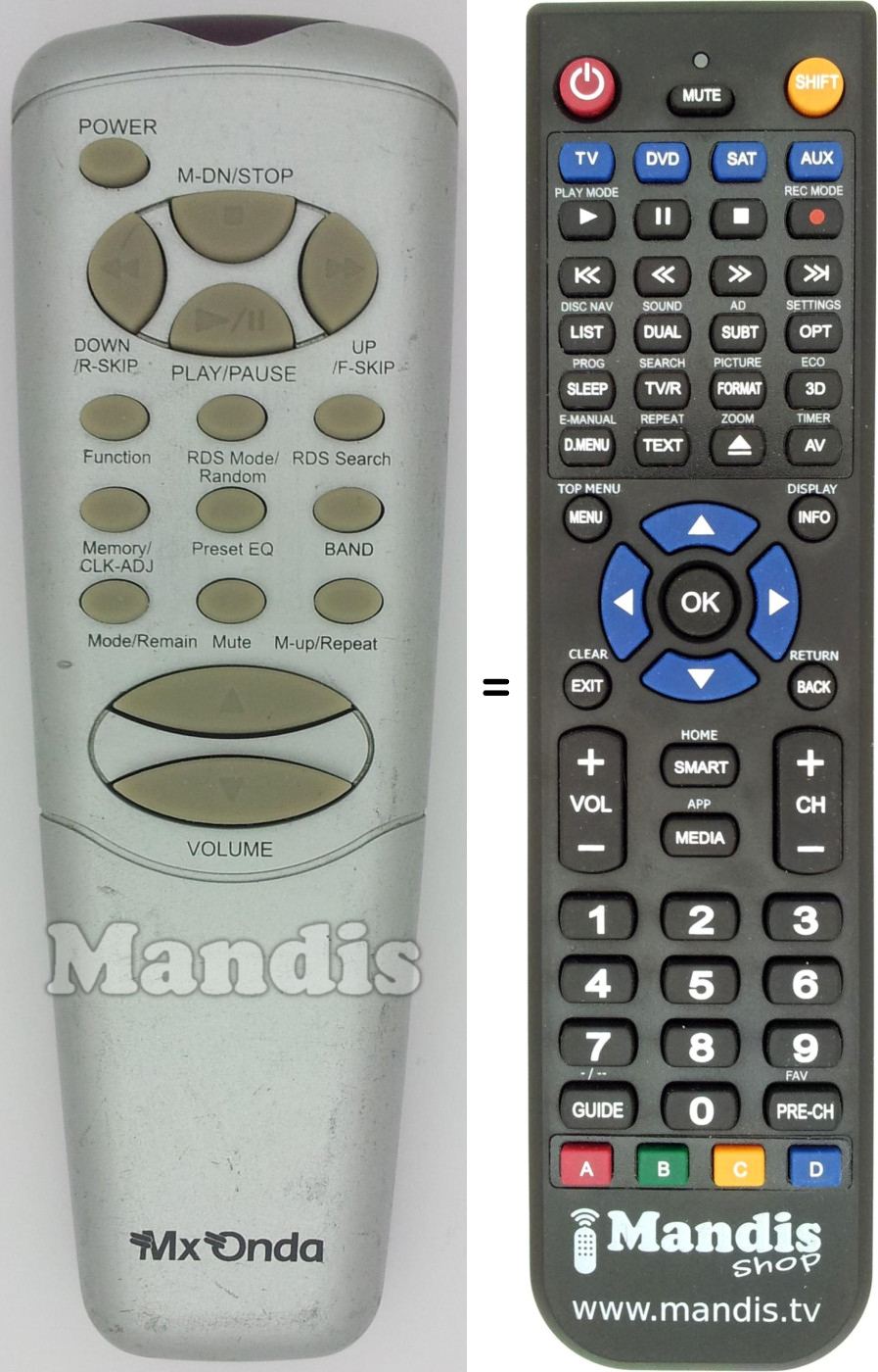Replacement remote control MX005