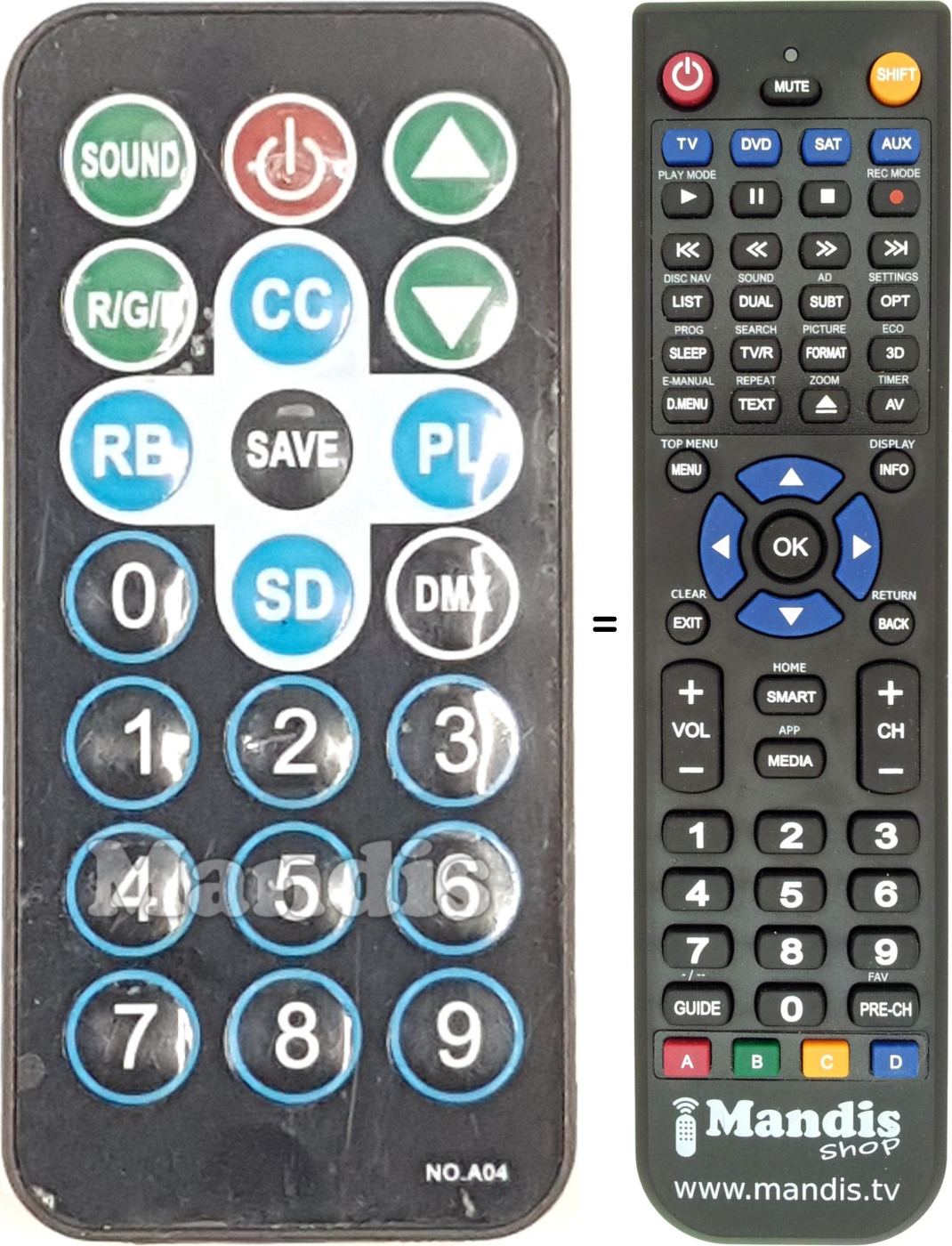 Replacement remote control NO.A04