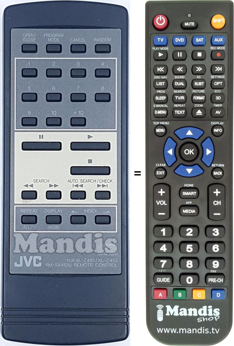 Replacement remote control JVC RMSX451U