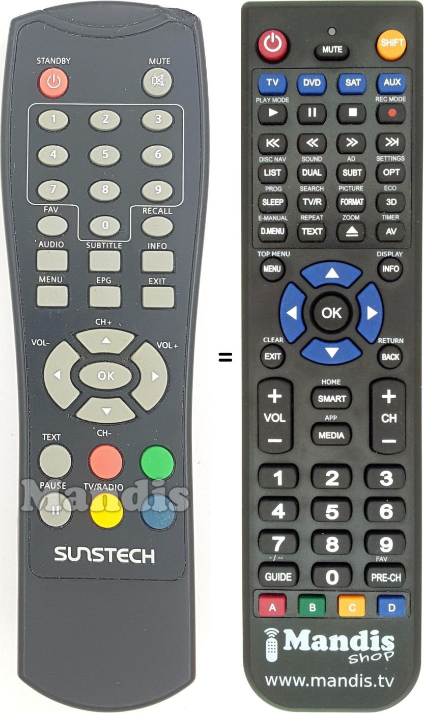 Mando a distancia equivalente SUN007