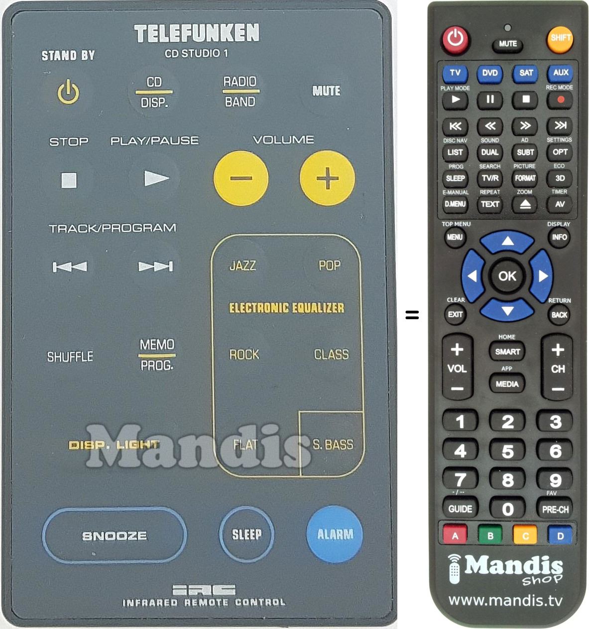 Replacement remote control TELEFUNKEN002