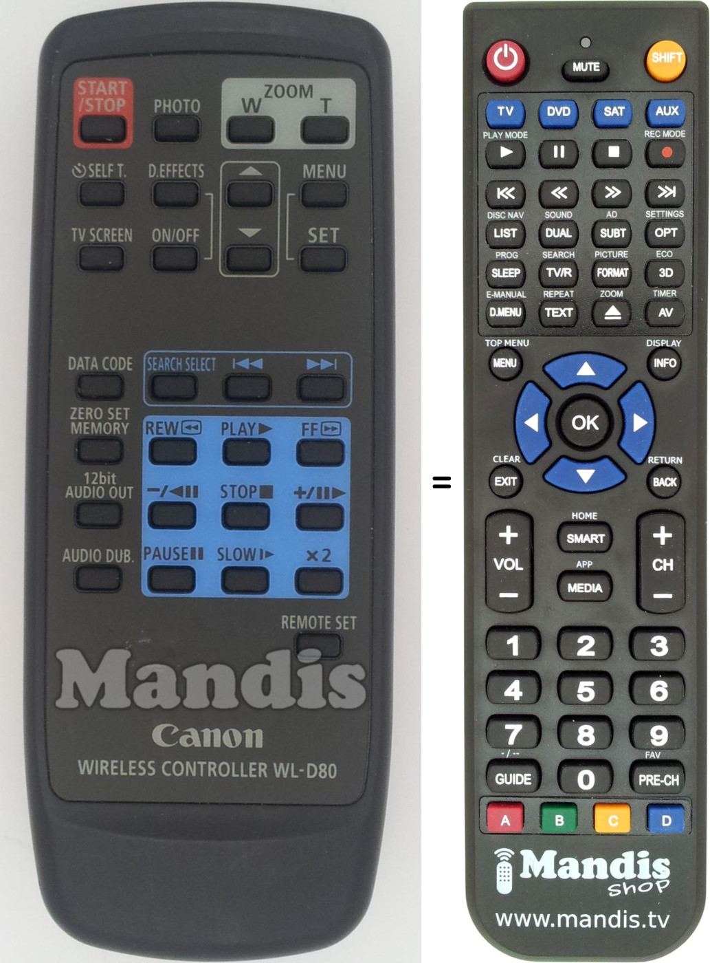 Replacement remote control WL-D80