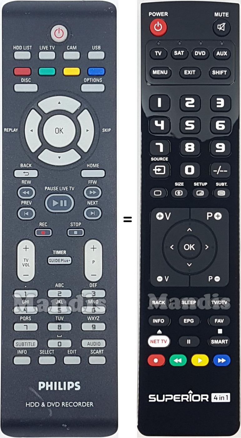 Télécommande équivalente Philips DVD-R3597H