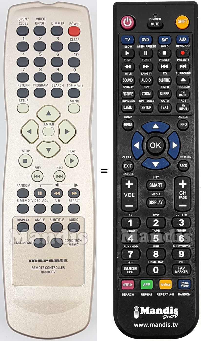 Télécommande équivalente Marantz RC8300DV