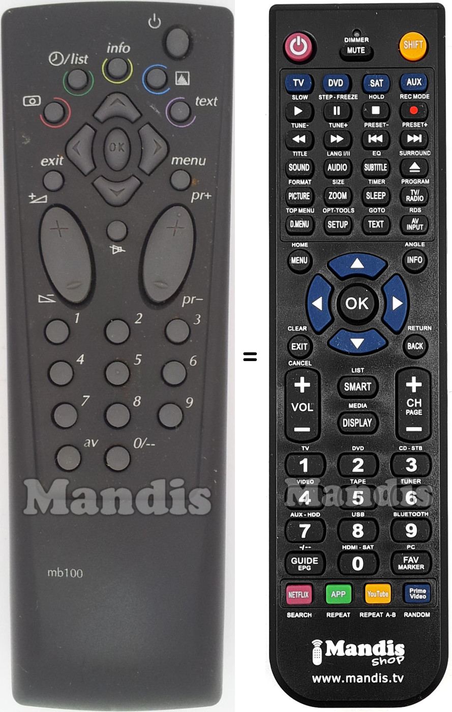 Replacement remote control Thomson RCTMB 100