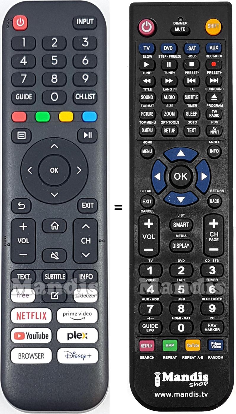 Mando a distancia equivalente JVC RC45250