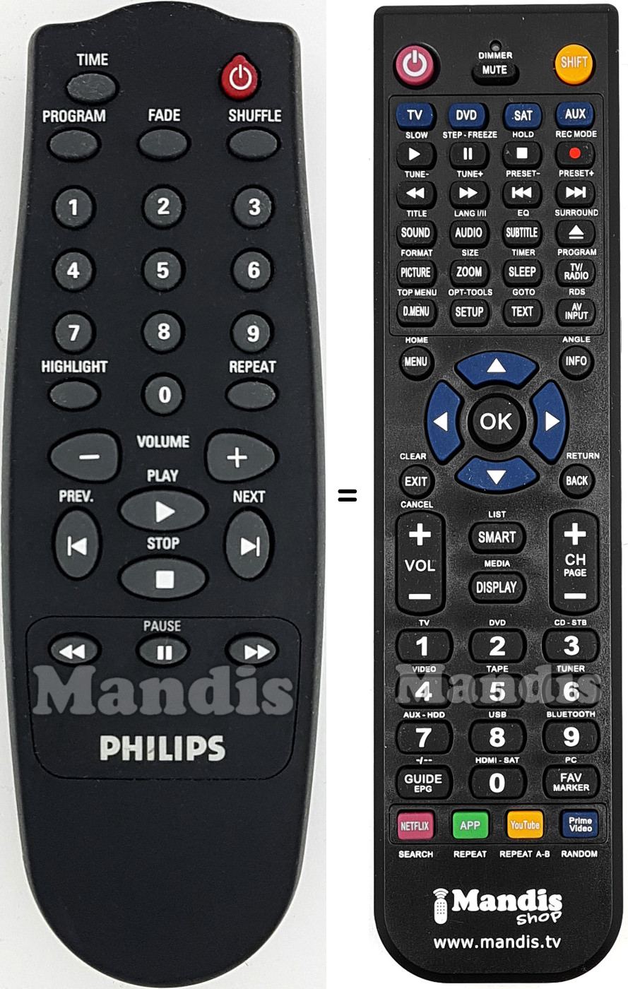 Télécommande équivalente Philips RC07104-01
