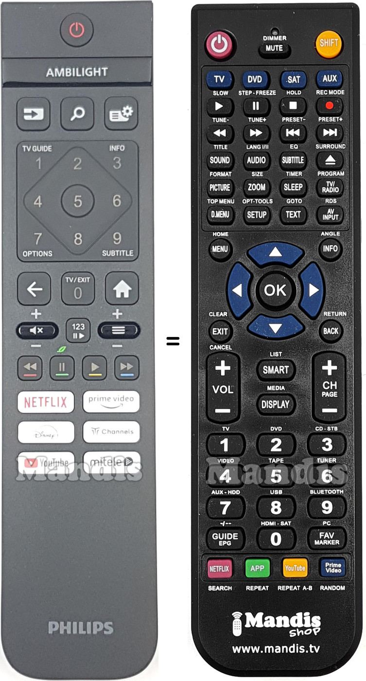 Mando a distancia equivalente Philips 398GR10BEPHNS000CR