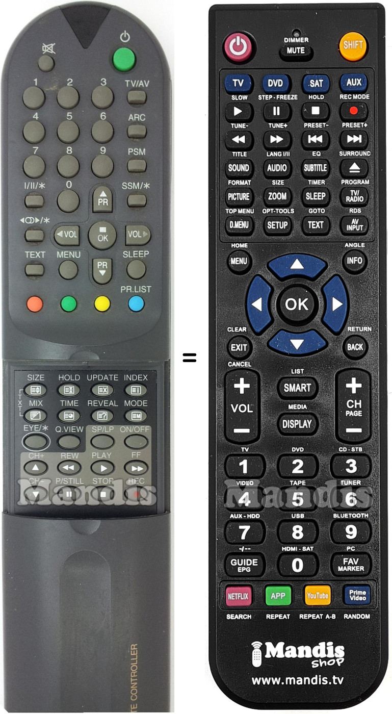 Mando a distancia equivalente LG 6710V00009P