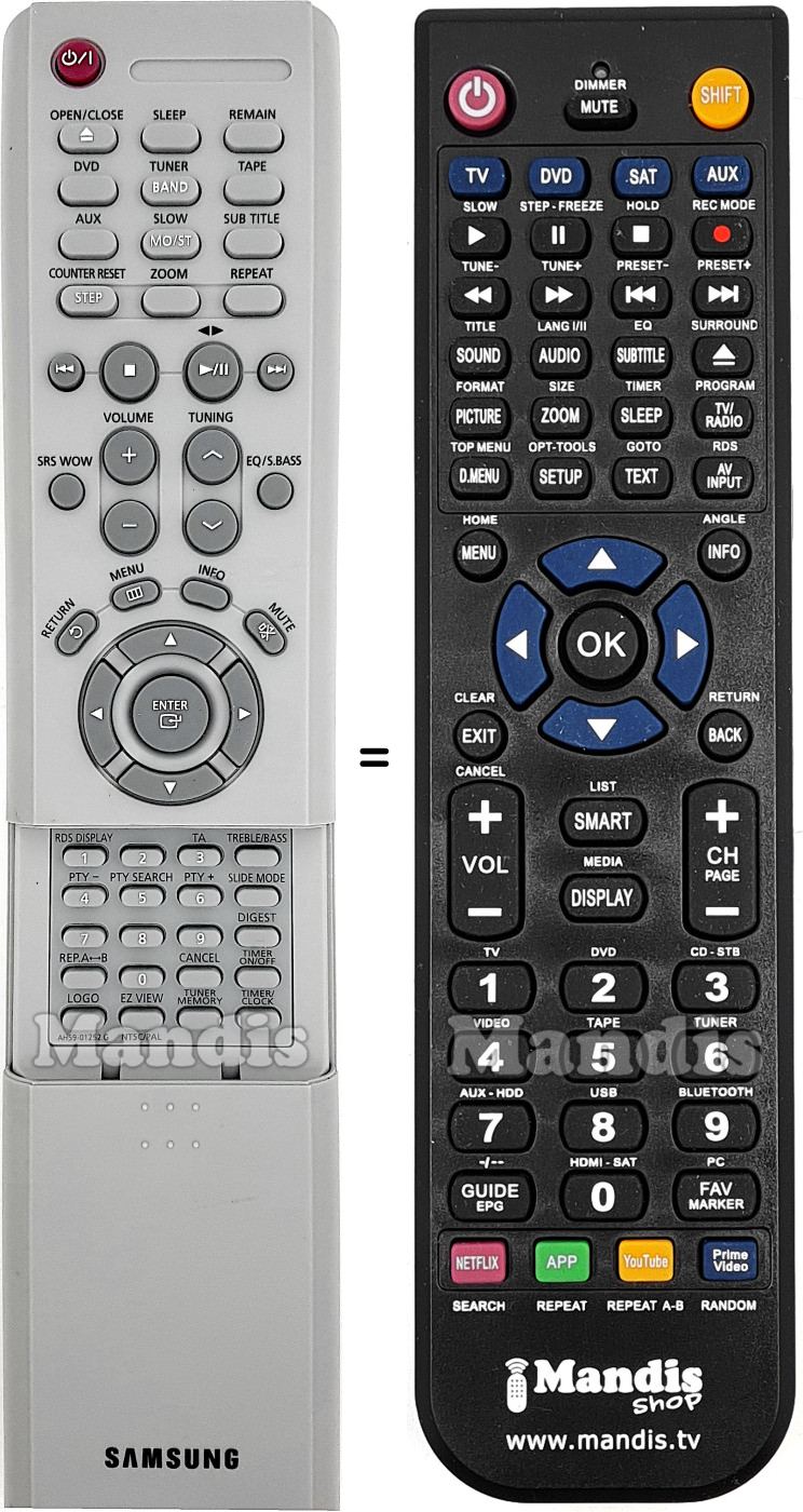 Mando a distancia equivalente Samsung AH59-01252G