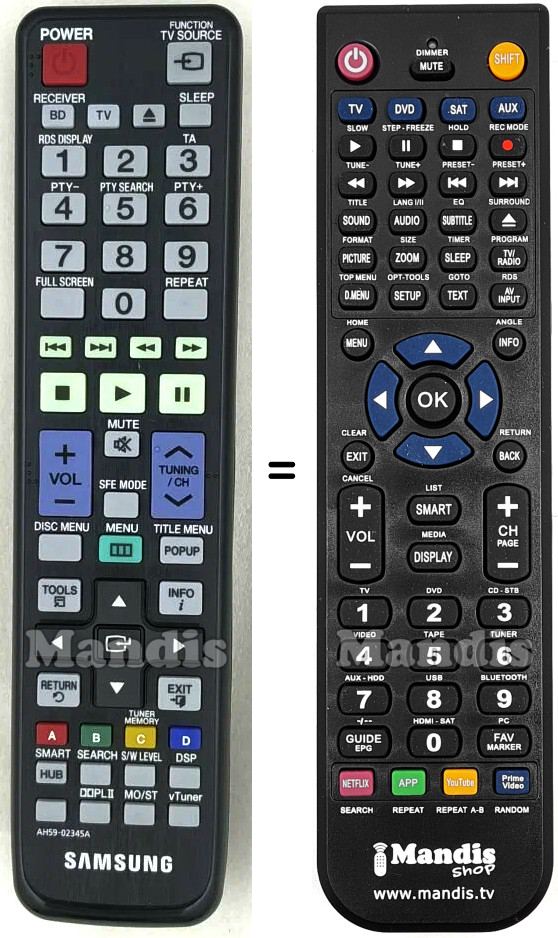 Mando a distancia equivalente AH59-02345A
