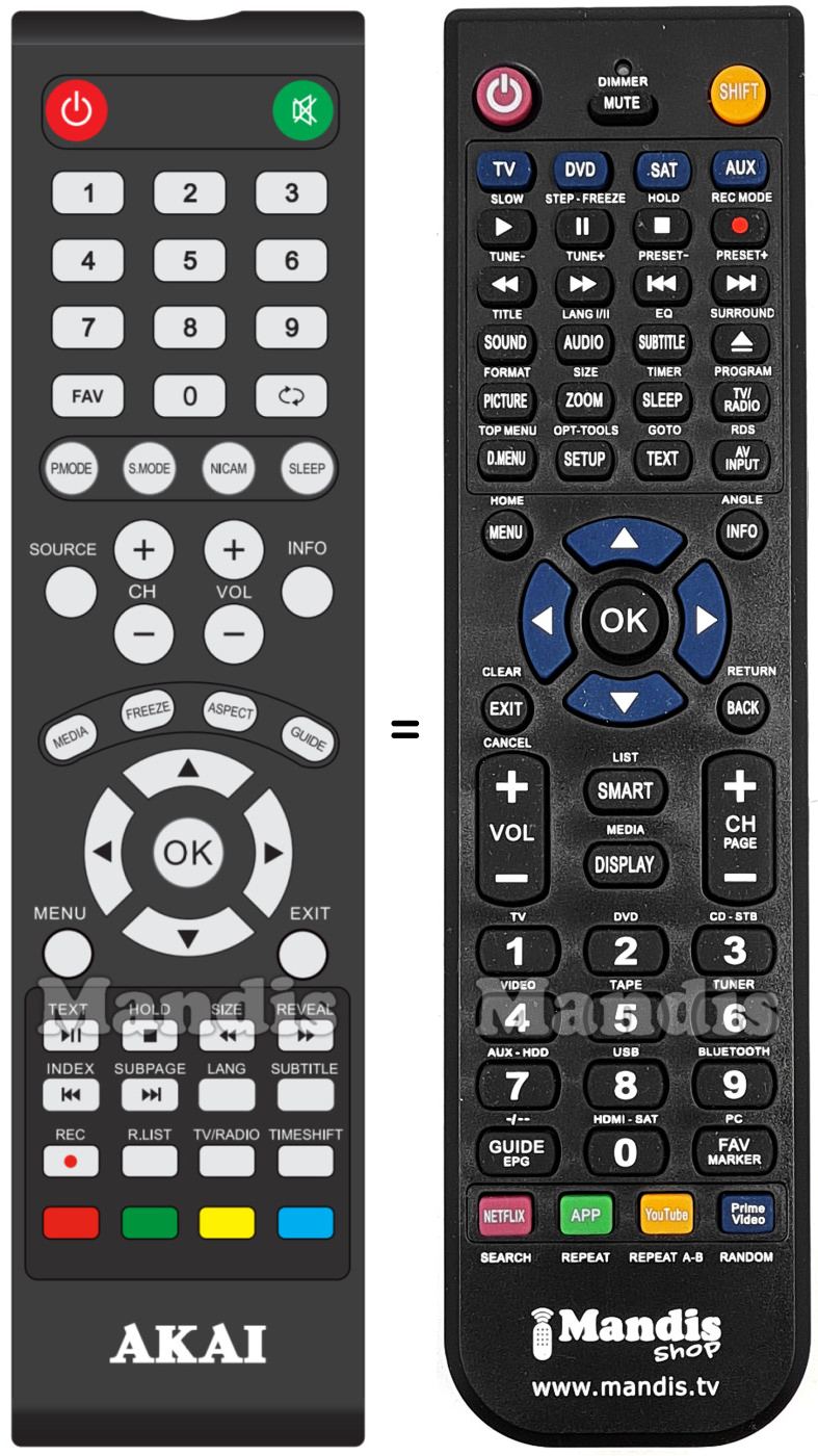 Replacement remote control Akai ATE48B4544K