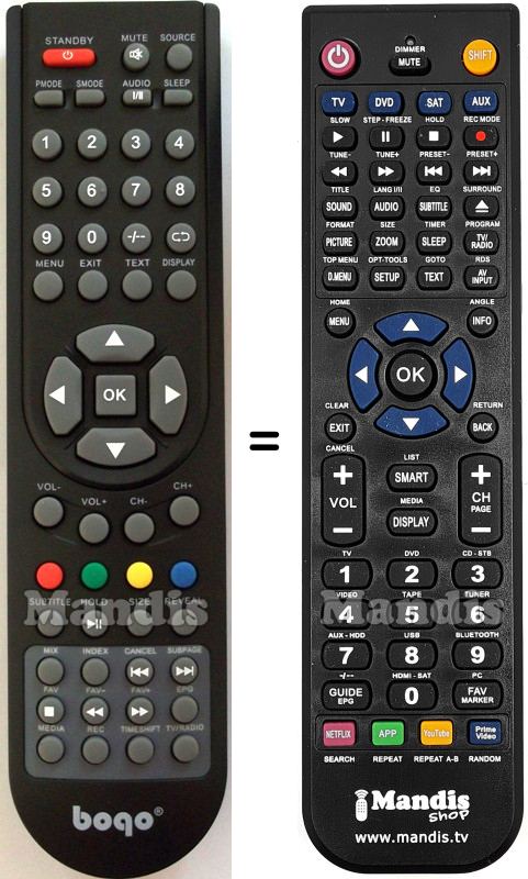 Mando a distancia equivalente Bogo001