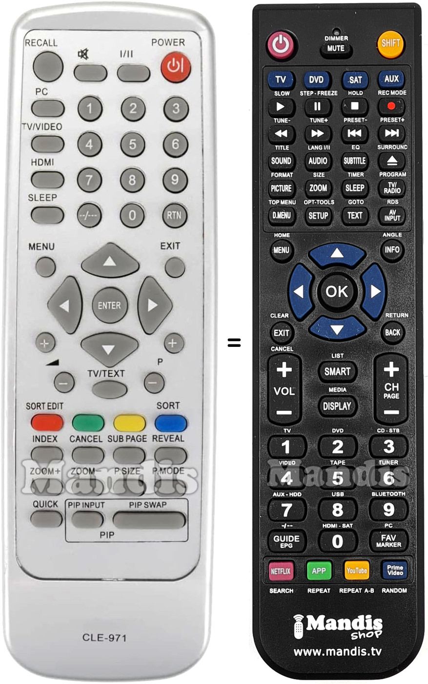 Mando a distancia equivalente Hitachi CLE-971