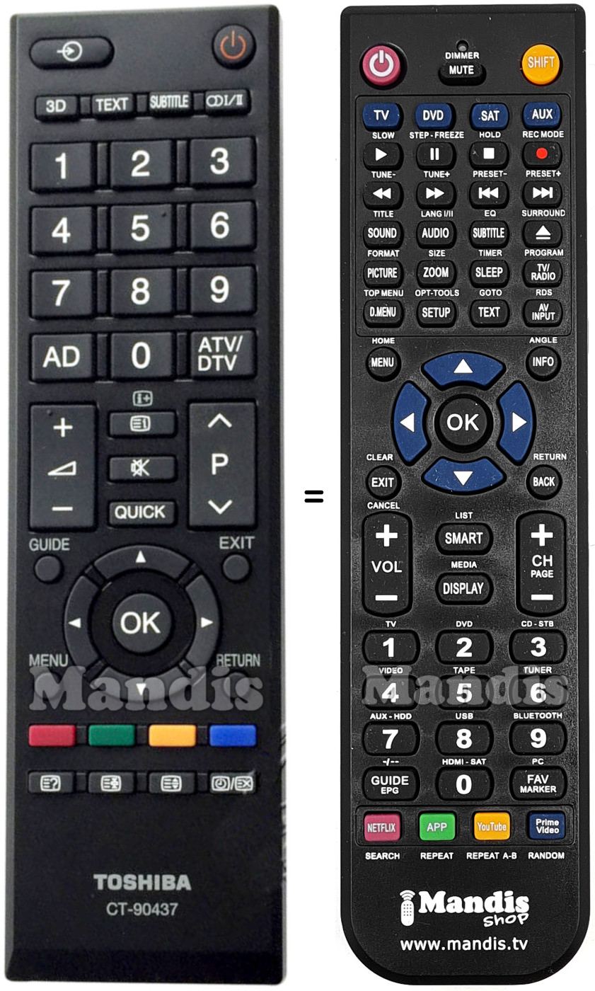Replacement remote control Toshiba CT-90437