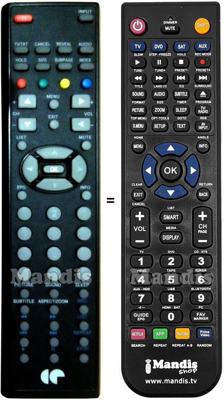 Replacement remote control Continental Edison DLED32HD6