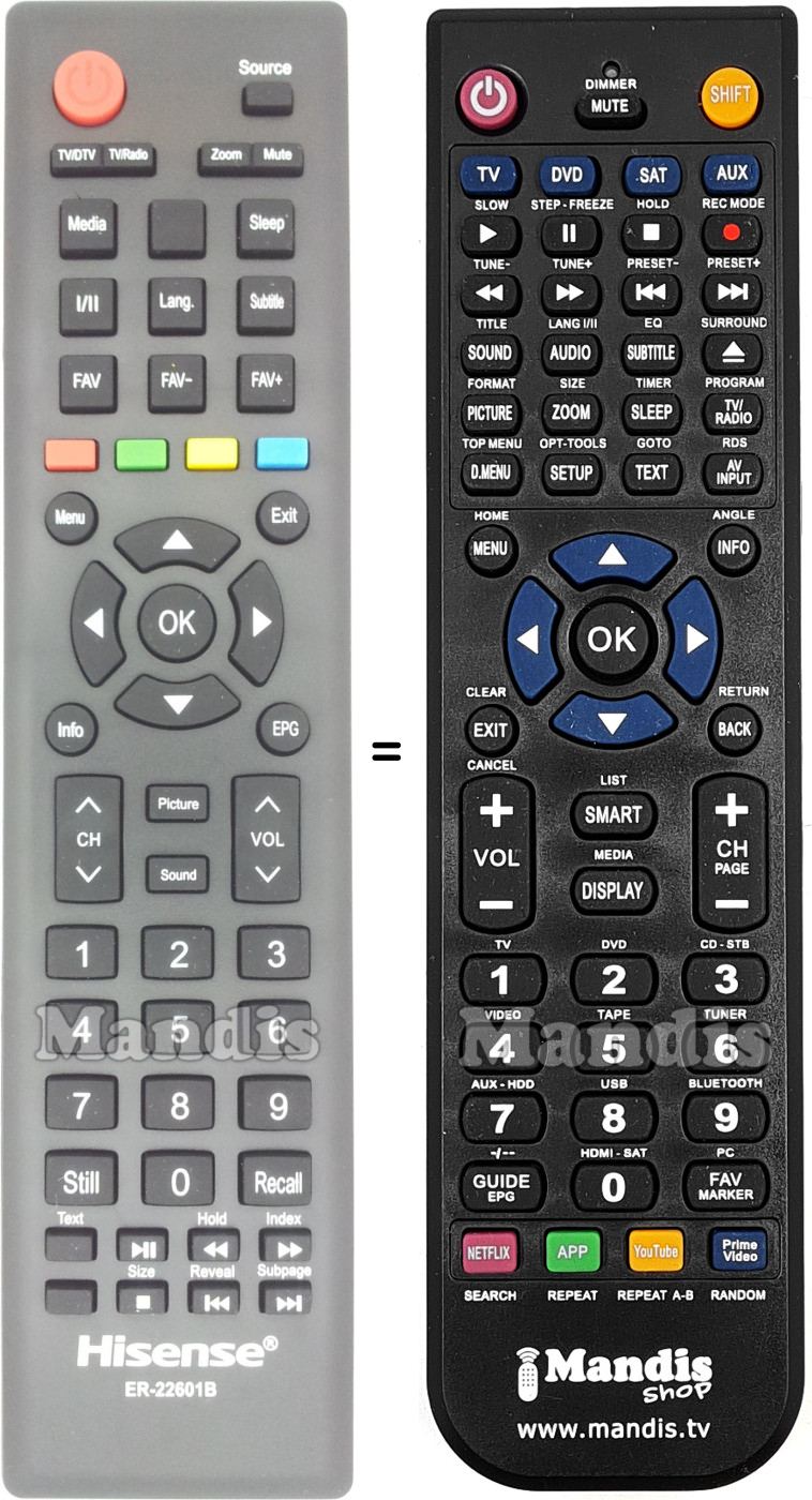 Replacement remote control Hisense ER-22601B