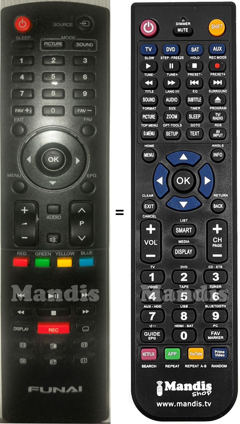 Télécommande équivalente Funai 32FL532/10
