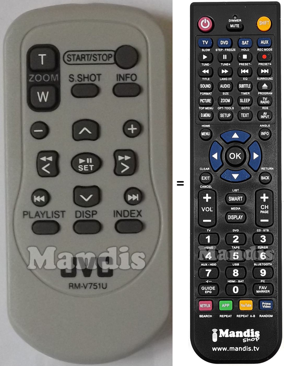 Replacement remote control JVC RMV751U