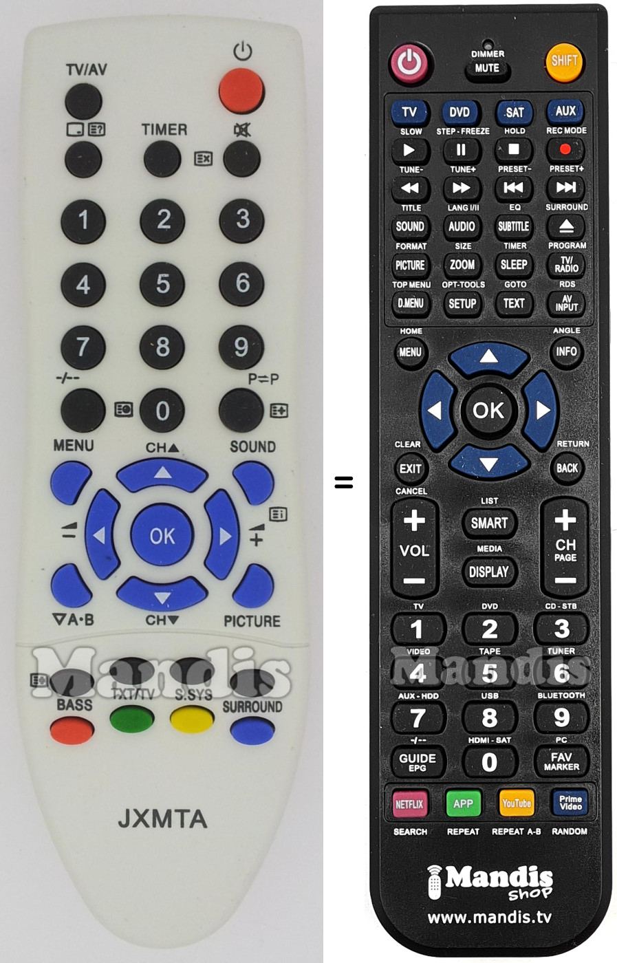 Télécommande équivalente Sanyo JXMTA-1