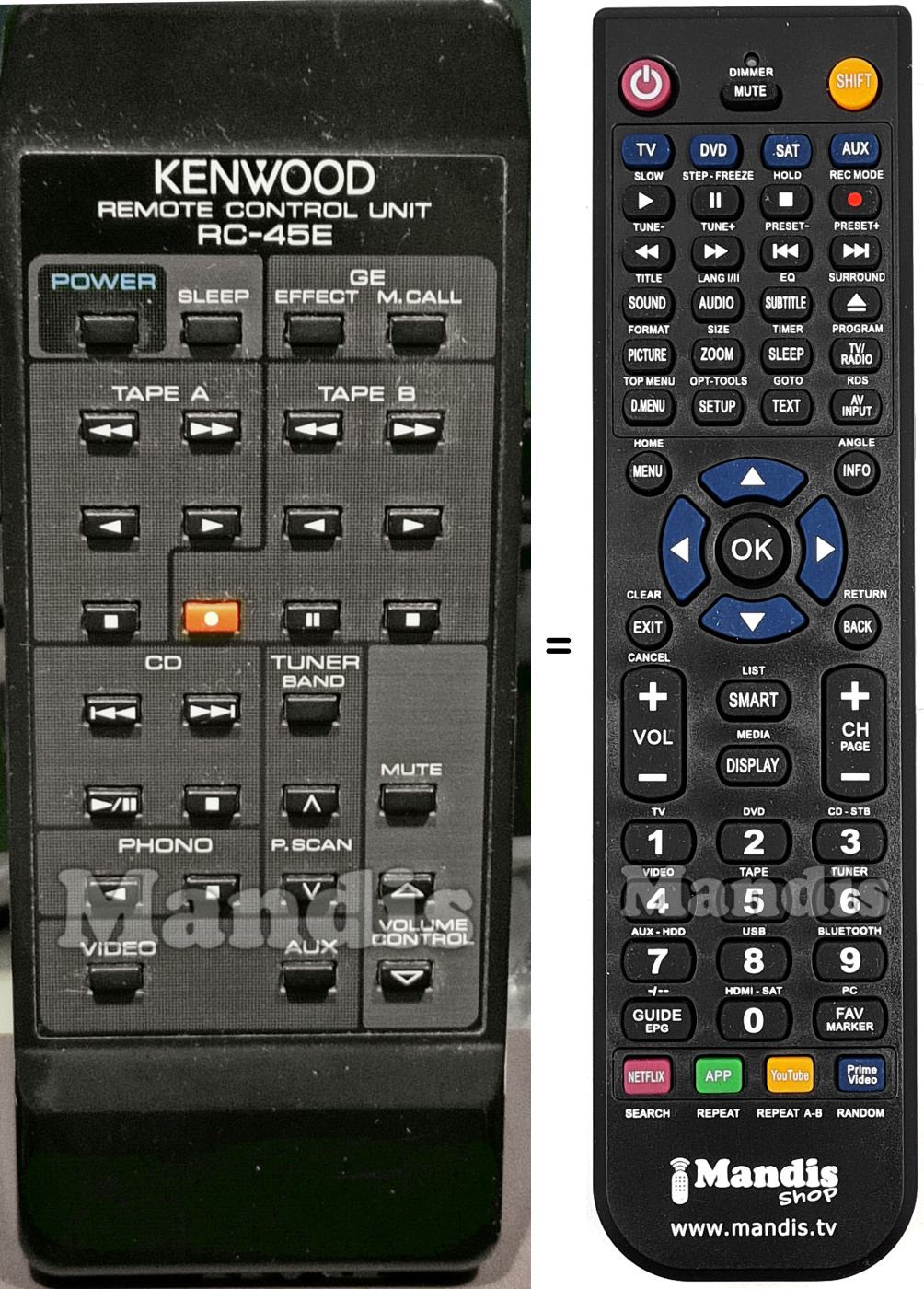 Replacement remote control RC-45E