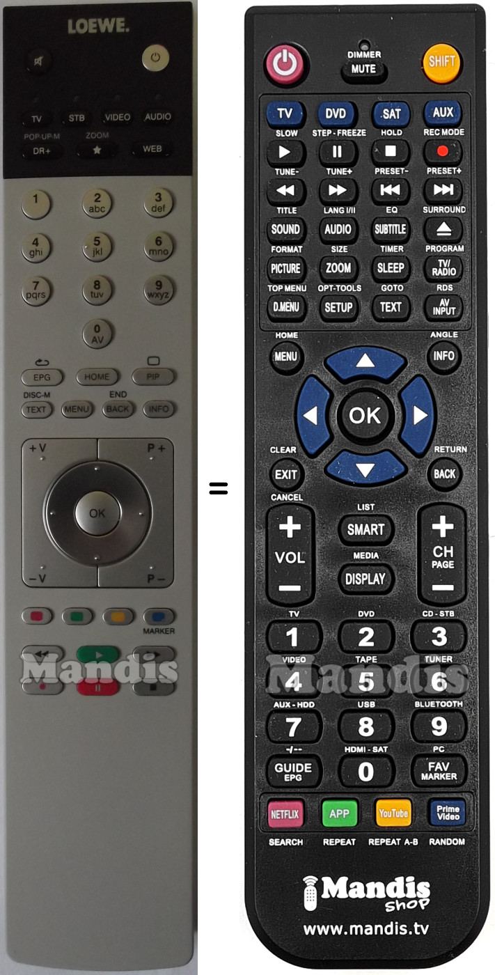 Replacement remote control LOEWE OPTA 89950A23