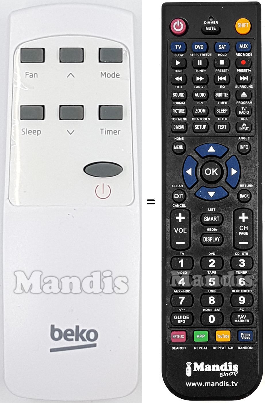 Mando a distancia equivalente Beko 9178013993