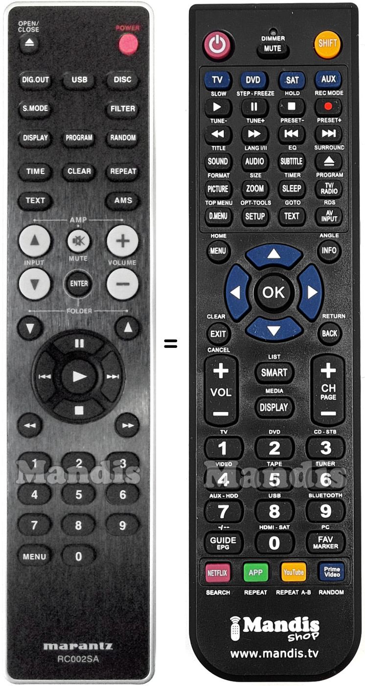 Télécommande équivalente RC002SA