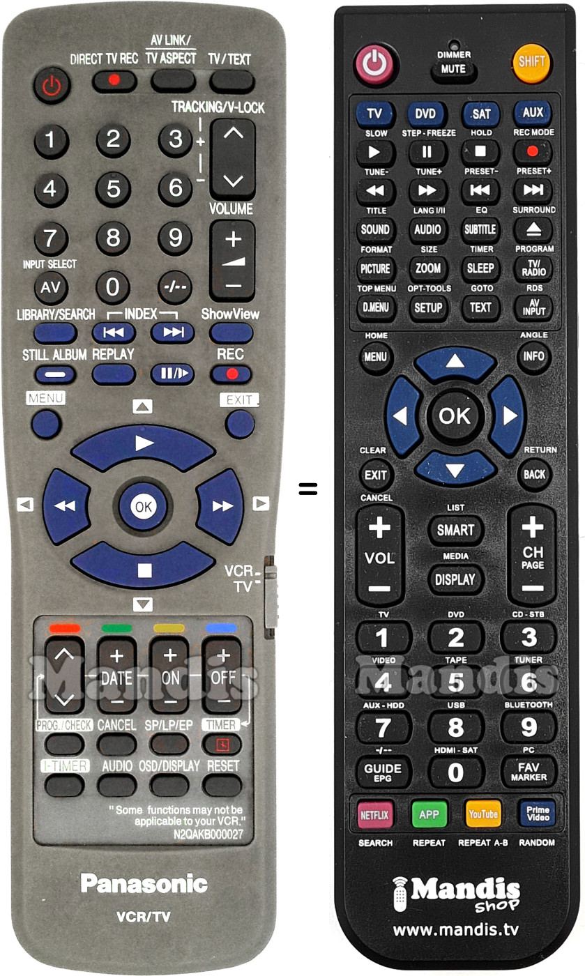 Replacement remote control Panasonic N2QAKB 000027