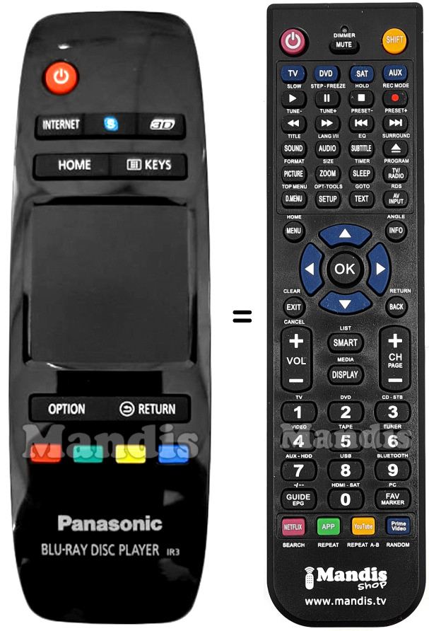 Télécommande équivalente Panasonic N2QAYB000712
