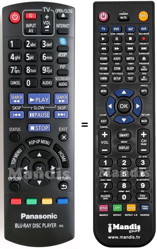 Replacement remote control Panasonic N2QAYB000722