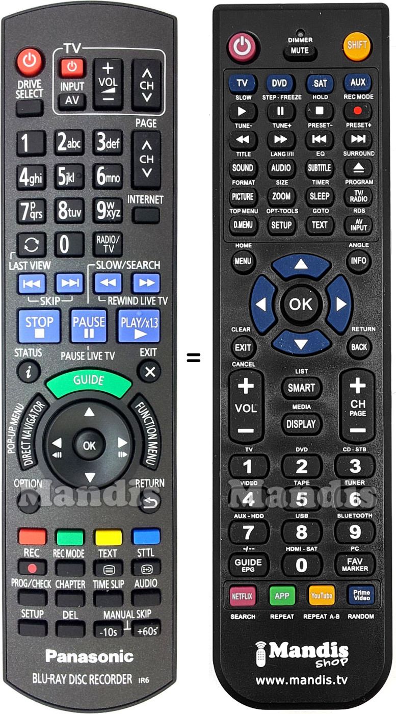 Replacement remote control Panasonic N2QAYB000982