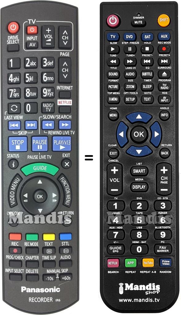Replacement remote control Panasonic N2QAYB001046