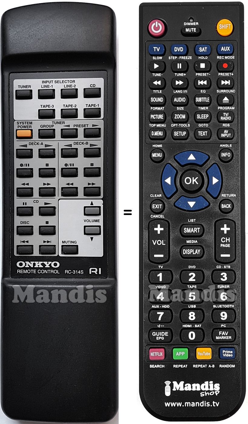 Télécommande équivalente RC-314S