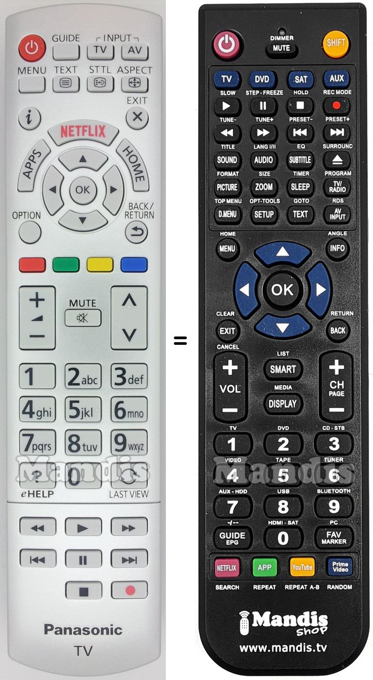 Replacement remote control Panasonic N2QAYB001010
