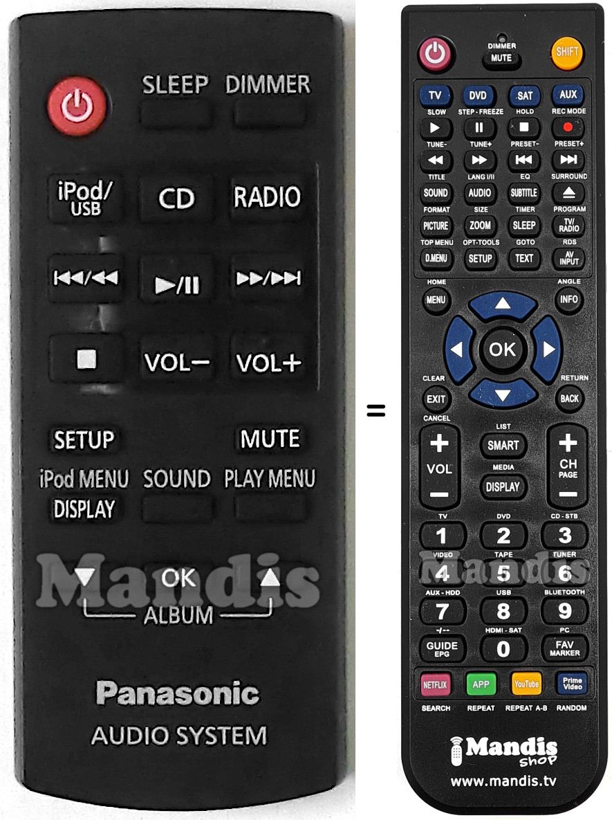 Replacement remote control Panasonic N2QAYC000079