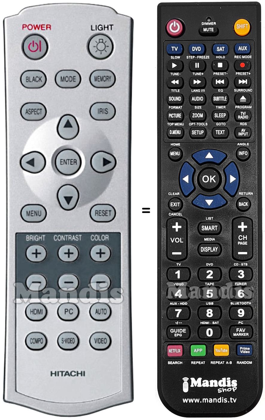 Replacement remote control Hitachi PJ-TX100
