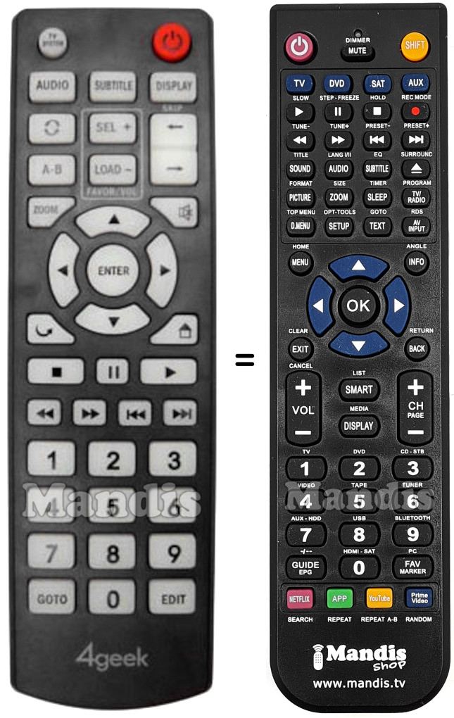 Mando a distancia equivalente 4GEEK REMCON686