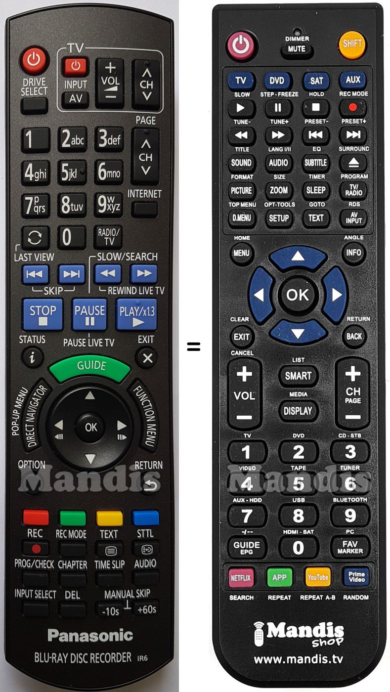 Replacement remote control Panasonic N2QAYB000986