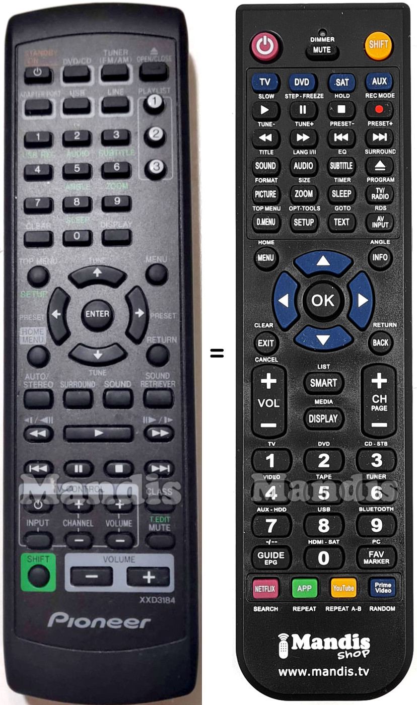 Replacement remote control Pioneer XXD3184