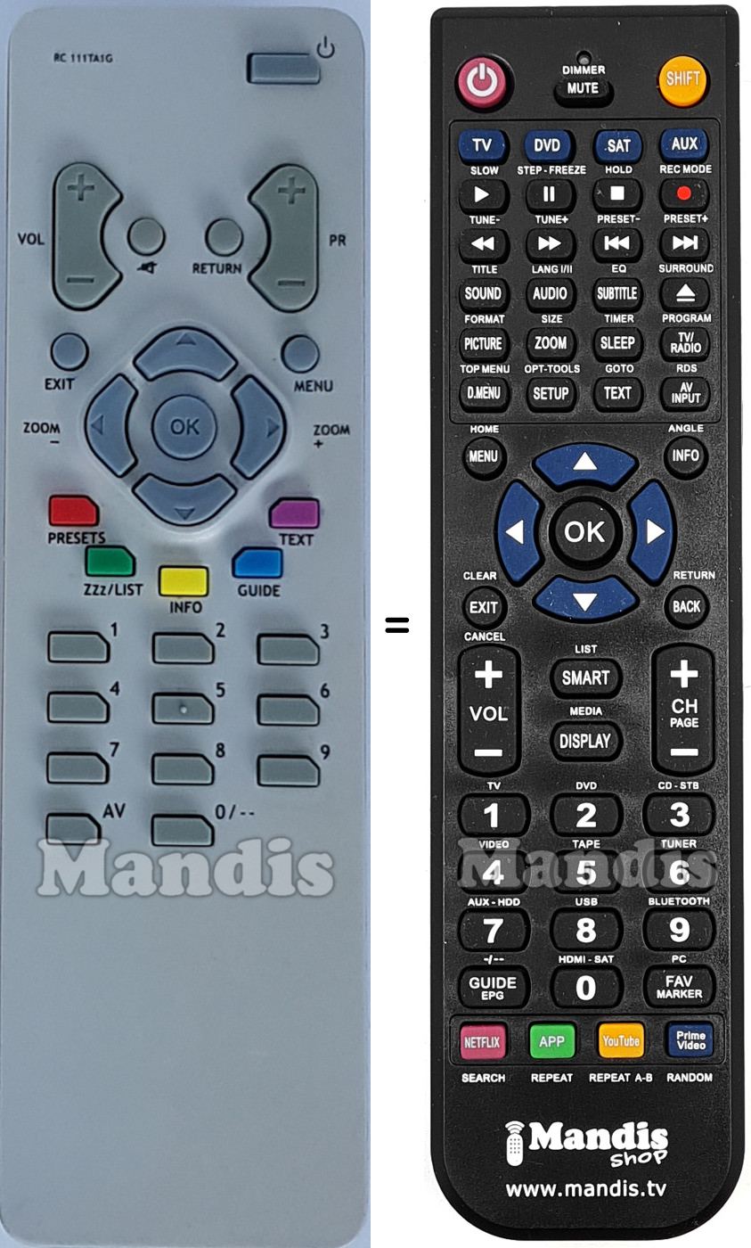 Replacement remote control RC 111 TA 1 G
