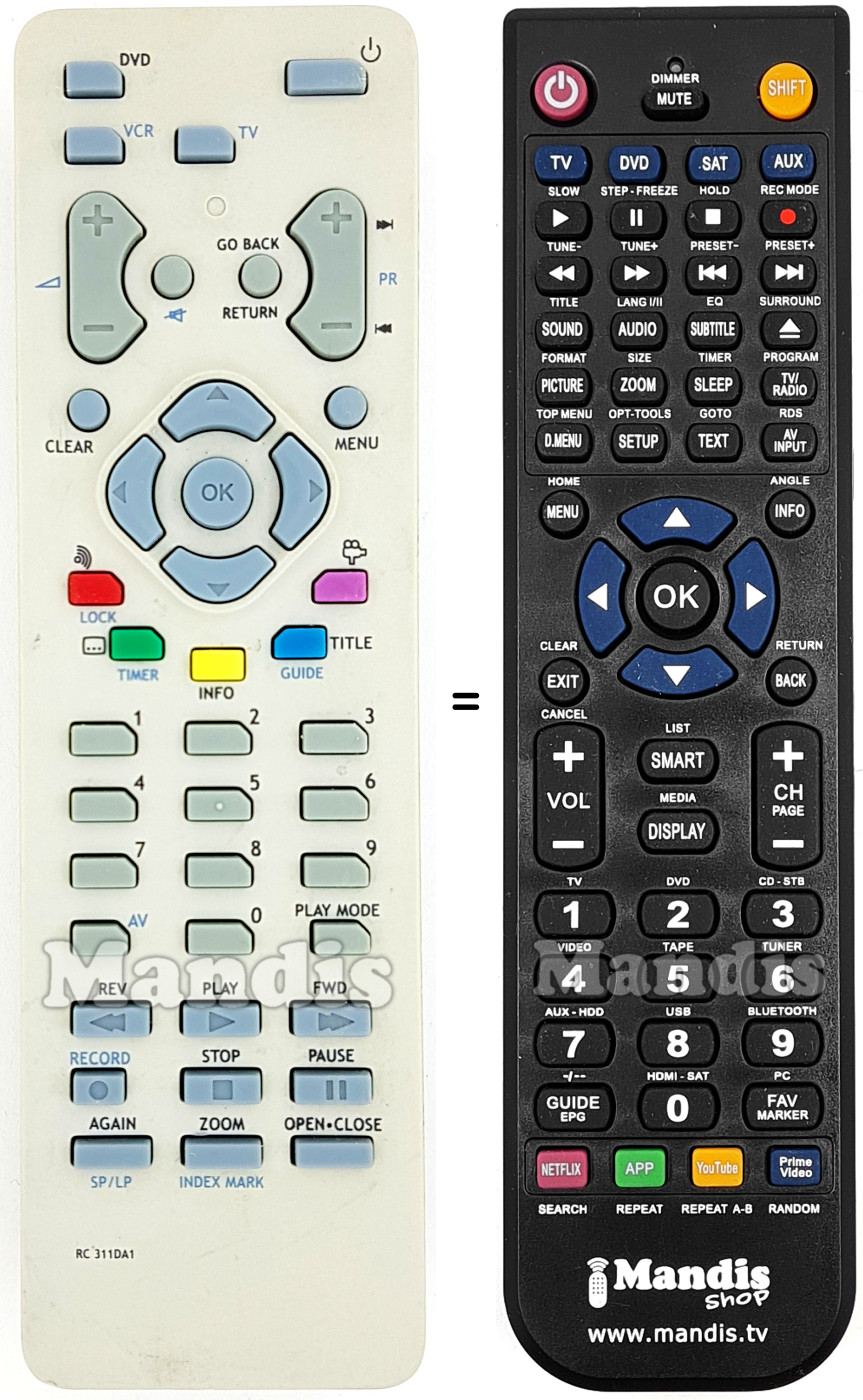 Mando a distancia equivalente RCT311DA1