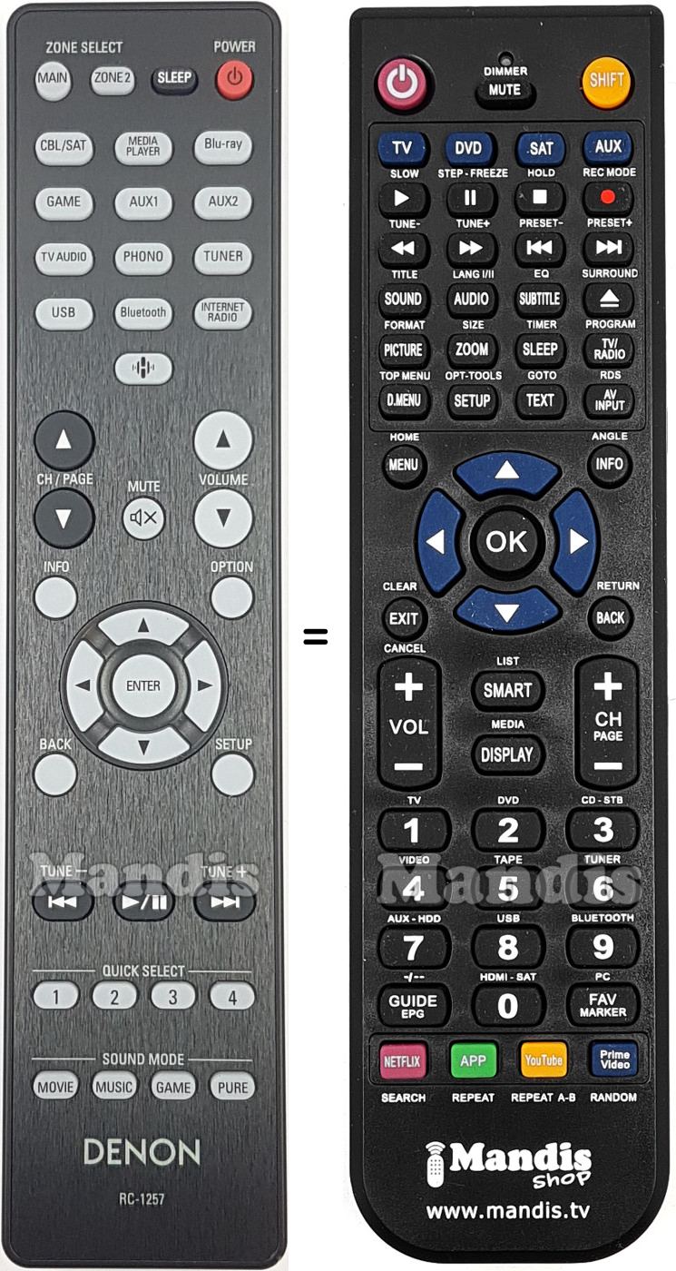 Télécommande équivalente Denon RC-1257