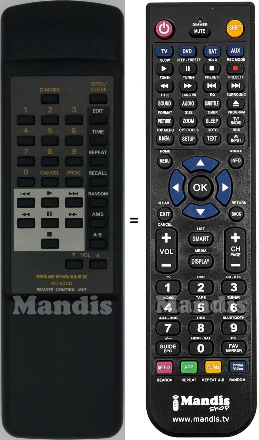 Télécommande équivalente Marantz RC-63CD