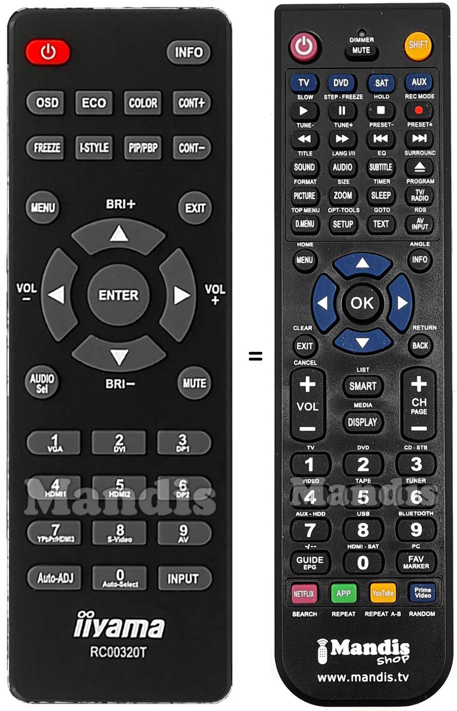 Replacement remote control IIYAMA RC00320T