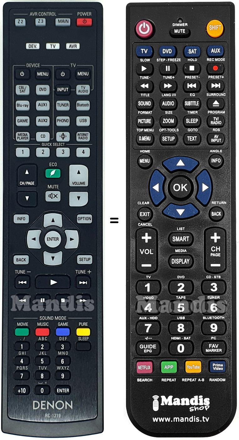 Télécommande équivalente Denon RC-1219