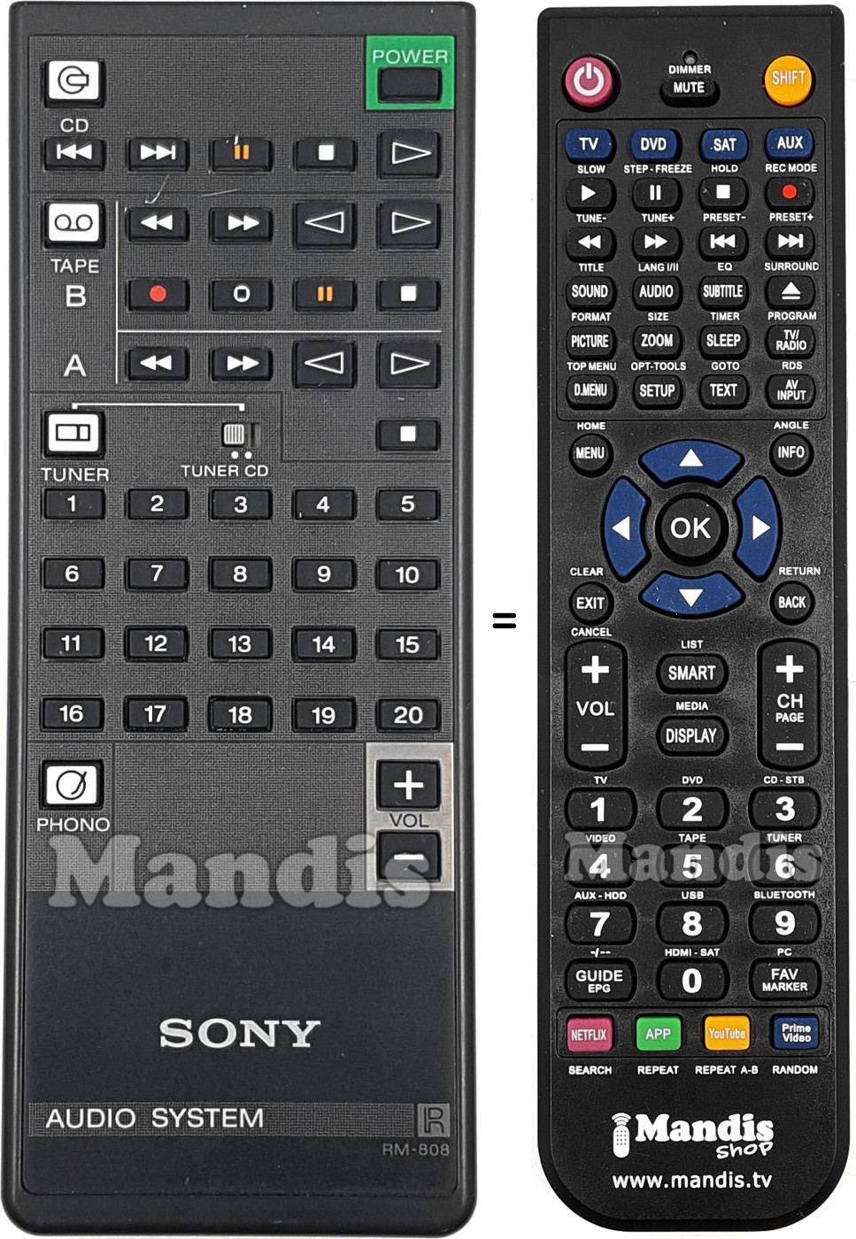 Télécommande équivalente RM-808